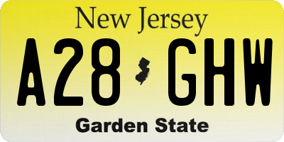 NJ license plate A28GHW