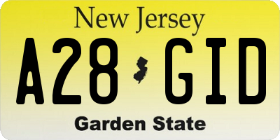 NJ license plate A28GID