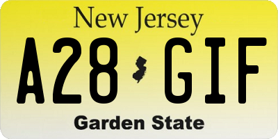 NJ license plate A28GIF