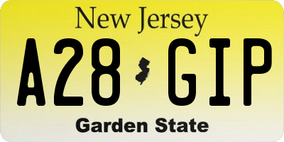 NJ license plate A28GIP