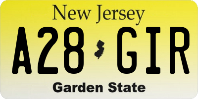 NJ license plate A28GIR
