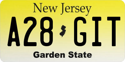 NJ license plate A28GIT