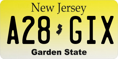 NJ license plate A28GIX