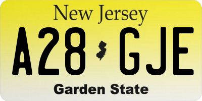 NJ license plate A28GJE