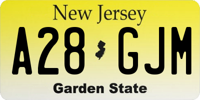 NJ license plate A28GJM