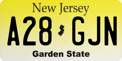 NJ license plate A28GJN