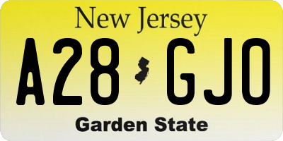 NJ license plate A28GJO
