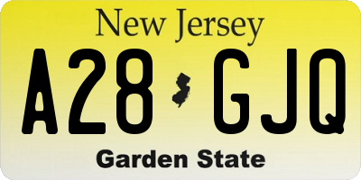 NJ license plate A28GJQ