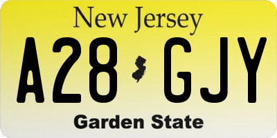 NJ license plate A28GJY
