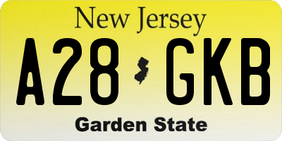 NJ license plate A28GKB
