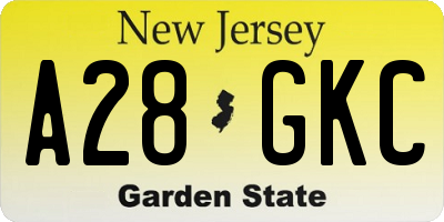 NJ license plate A28GKC
