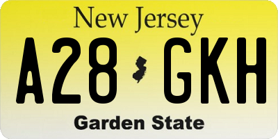 NJ license plate A28GKH