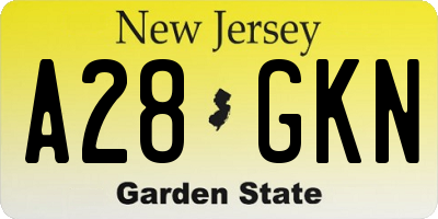 NJ license plate A28GKN