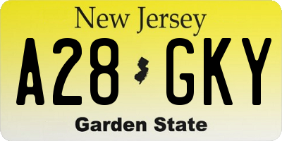 NJ license plate A28GKY