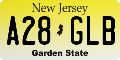 NJ license plate A28GLB