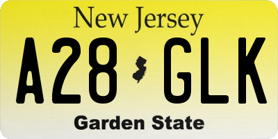 NJ license plate A28GLK