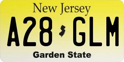 NJ license plate A28GLM