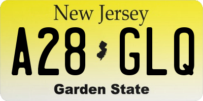 NJ license plate A28GLQ