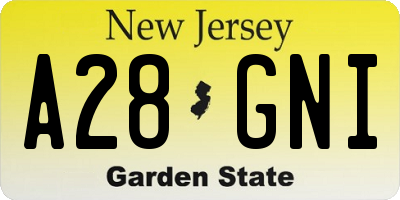 NJ license plate A28GNI