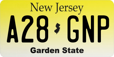 NJ license plate A28GNP