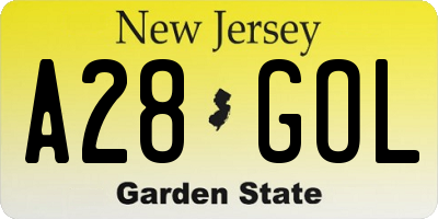 NJ license plate A28GOL