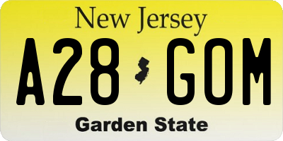 NJ license plate A28GOM