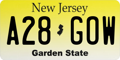 NJ license plate A28GOW