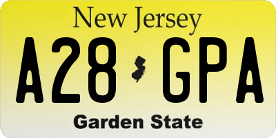NJ license plate A28GPA