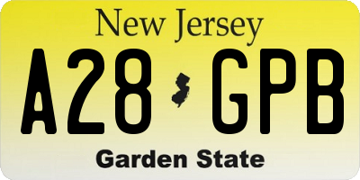 NJ license plate A28GPB