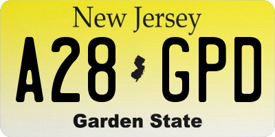 NJ license plate A28GPD