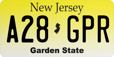 NJ license plate A28GPR