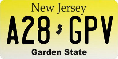 NJ license plate A28GPV