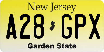 NJ license plate A28GPX