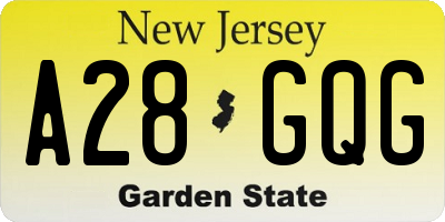 NJ license plate A28GQG