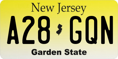 NJ license plate A28GQN