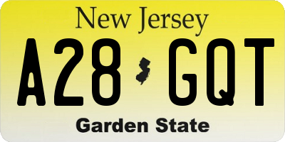 NJ license plate A28GQT