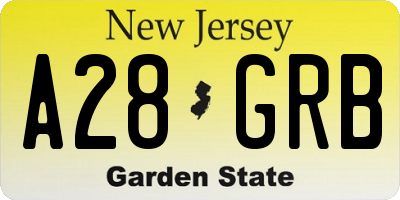 NJ license plate A28GRB