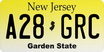 NJ license plate A28GRC