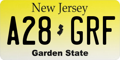 NJ license plate A28GRF