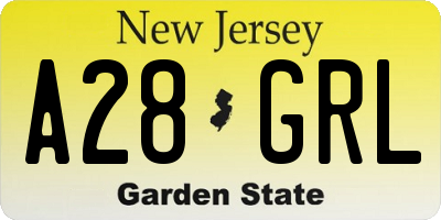 NJ license plate A28GRL