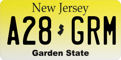 NJ license plate A28GRM