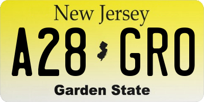 NJ license plate A28GRO
