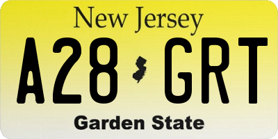 NJ license plate A28GRT