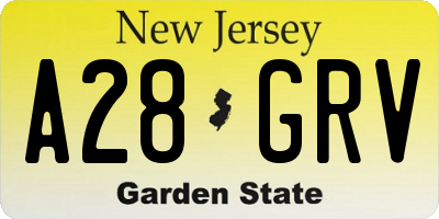 NJ license plate A28GRV