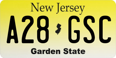 NJ license plate A28GSC
