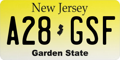 NJ license plate A28GSF