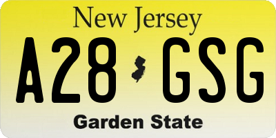 NJ license plate A28GSG