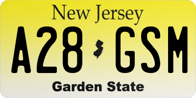 NJ license plate A28GSM