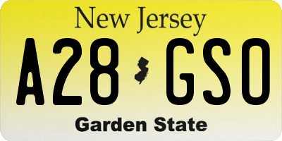 NJ license plate A28GSO