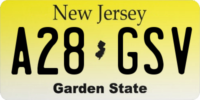 NJ license plate A28GSV